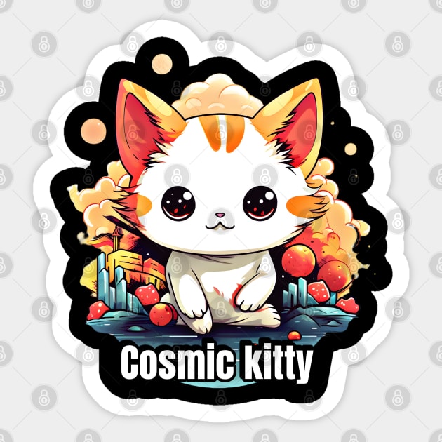 Cosmic Kitty: Cute Astronaut Cat on a Space Adventure Sticker by WEARWORLD
